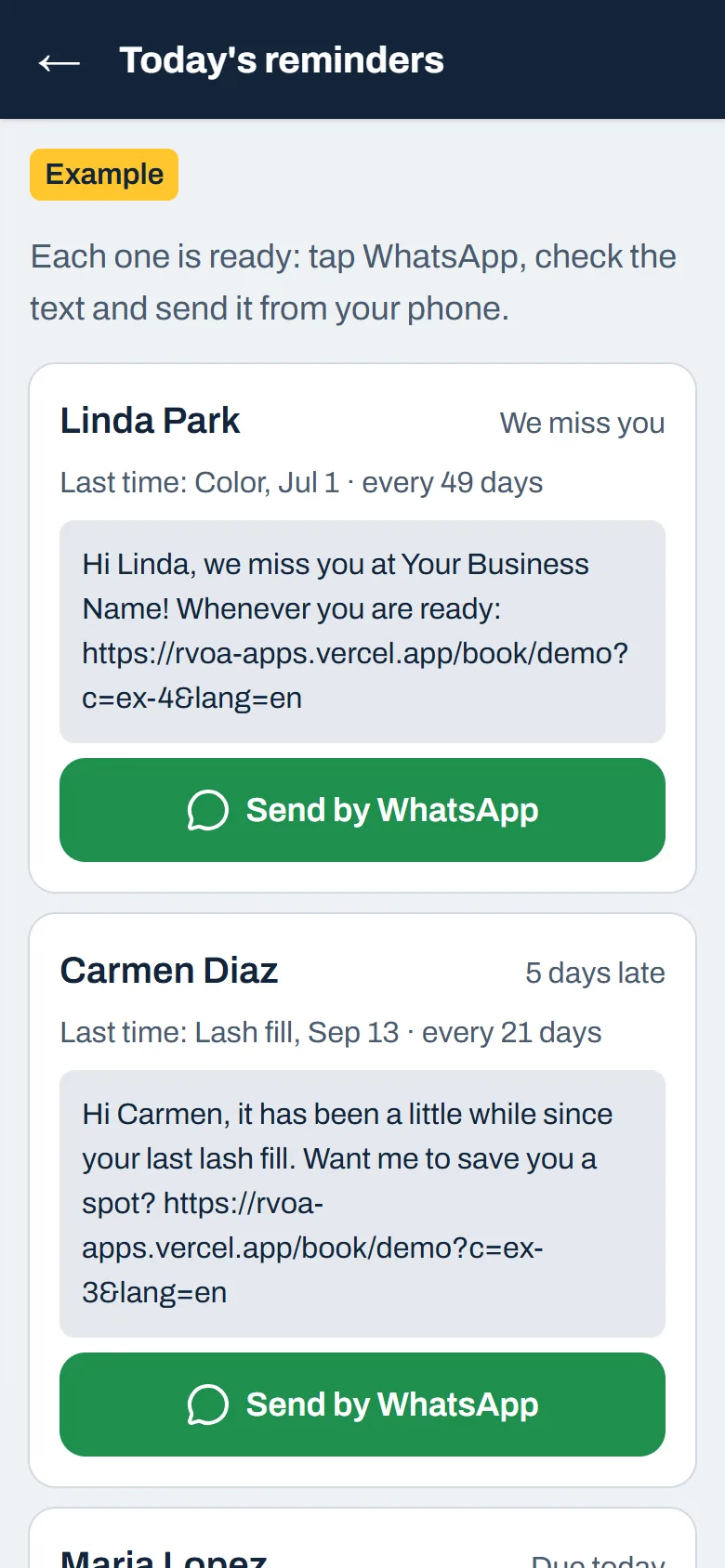 Bring clients back on their own.